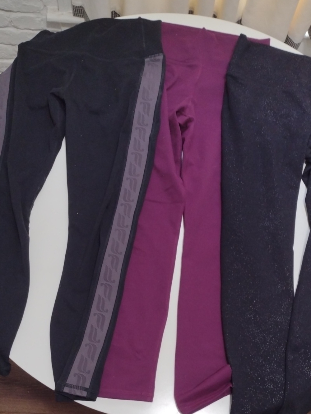 Bundle Set Of 3 Fabletics Purple Black Workout Compression Stretch Pants Small